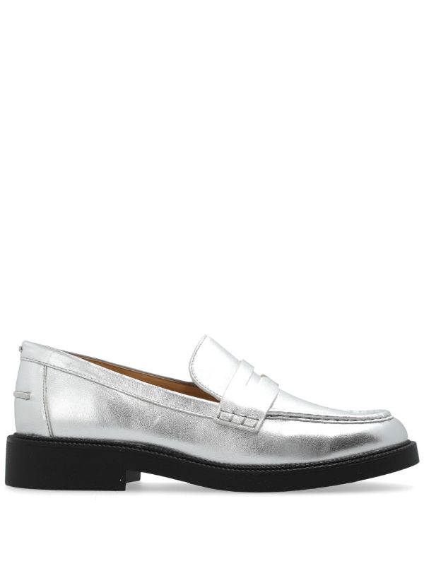 Michael Michael Kors Eden metallic leather Loafers Silver FARFETCH UK