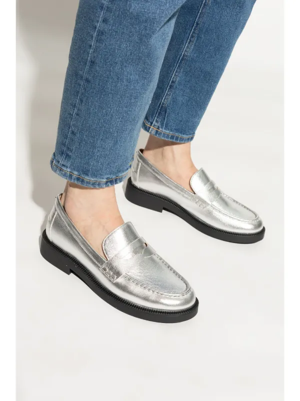 Michael Michael Kors Eden metallic leather Loafers Silver FARFETCH UK