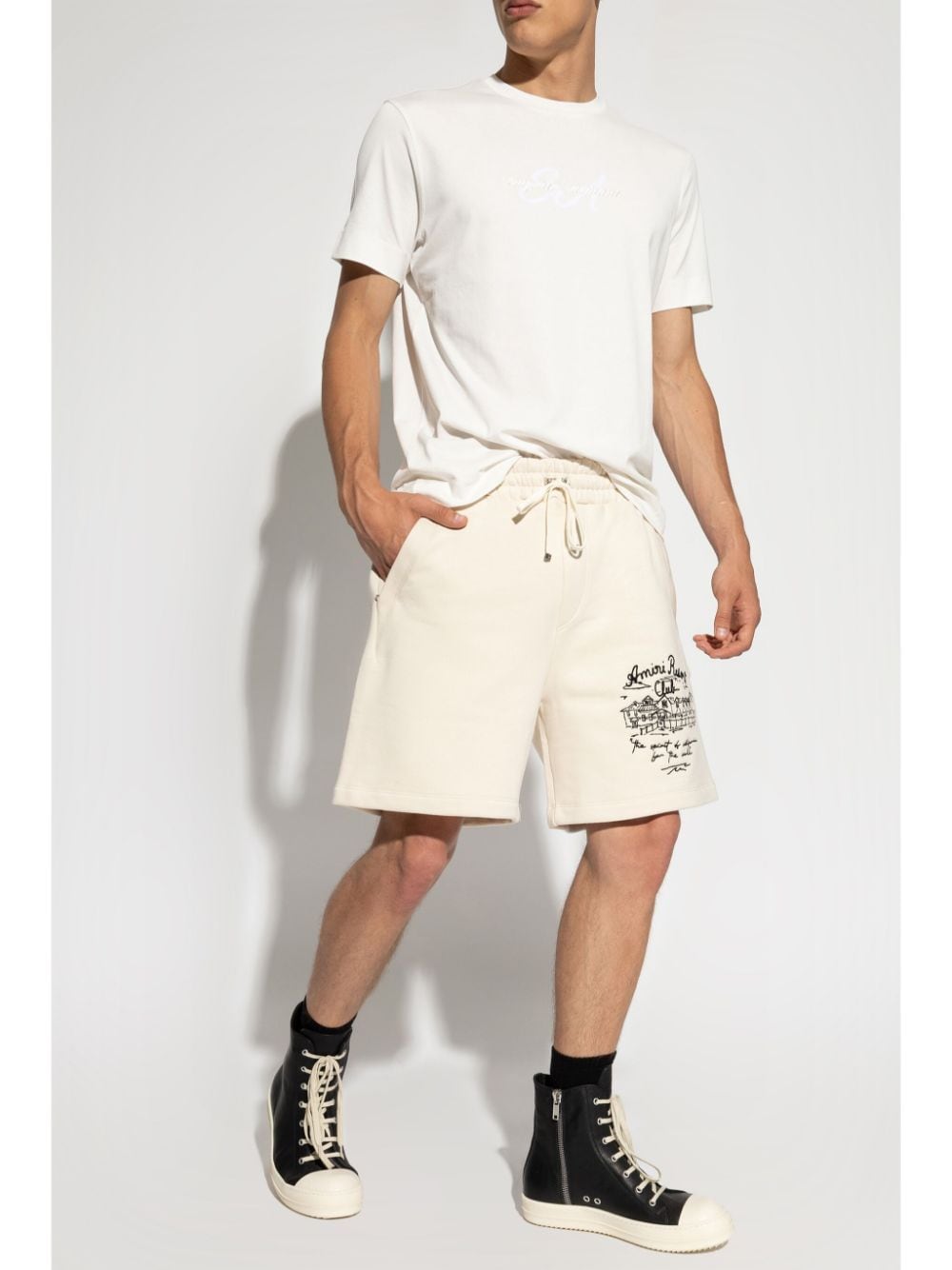 AMIRI embroidered logo shorts - Beige