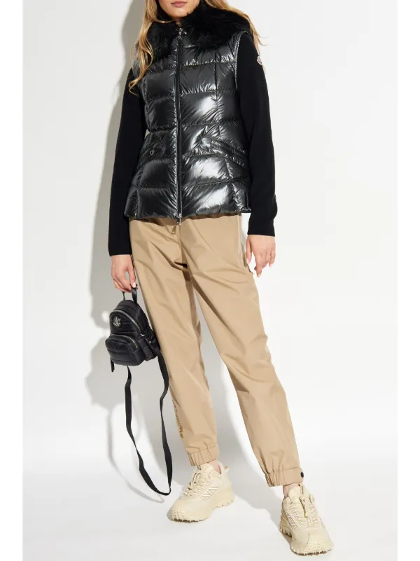 Moncler Anse shearling-collar Down Vest | Black | FARFETCH