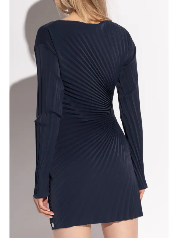 Kenzo Pleated long sleeve Dress Blue FARFETCH