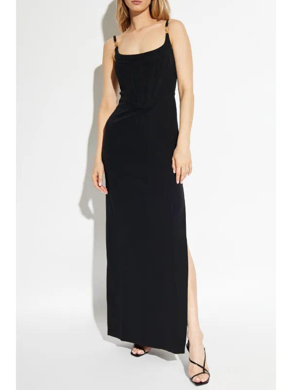 【関税＆送料込み】Versace Dress With Medusa '95 Medusa '95 Draped Gown Black | VERSACE US