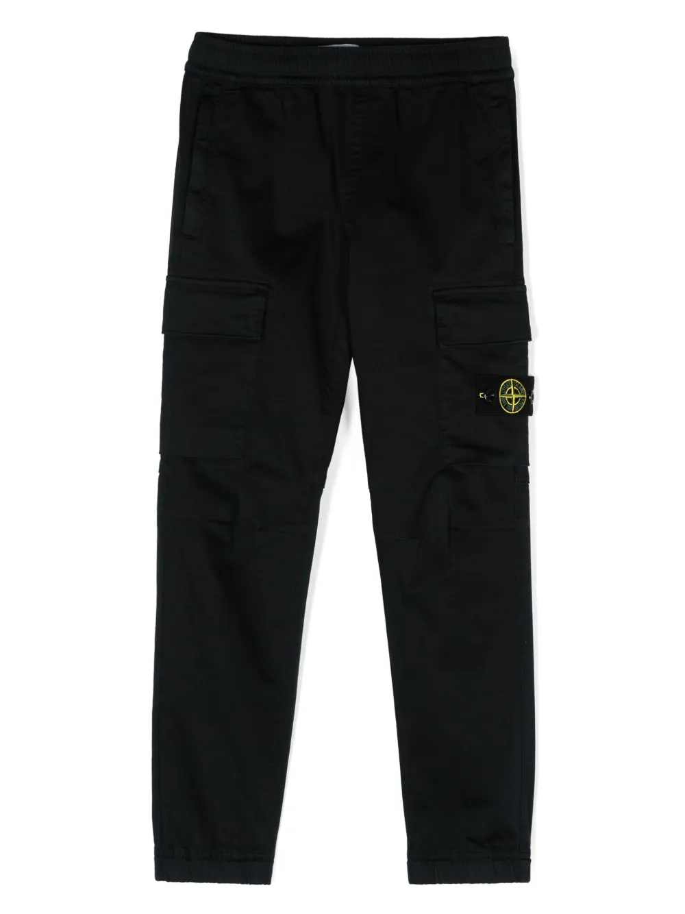 Stone Island Junior Calça cenoura com patch de bússola | Preto | Image 1