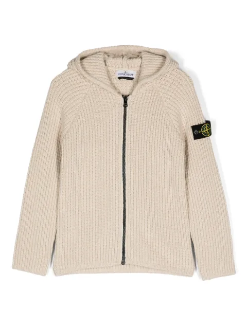 Stone Island Junior Compass-badge hooded cardigan