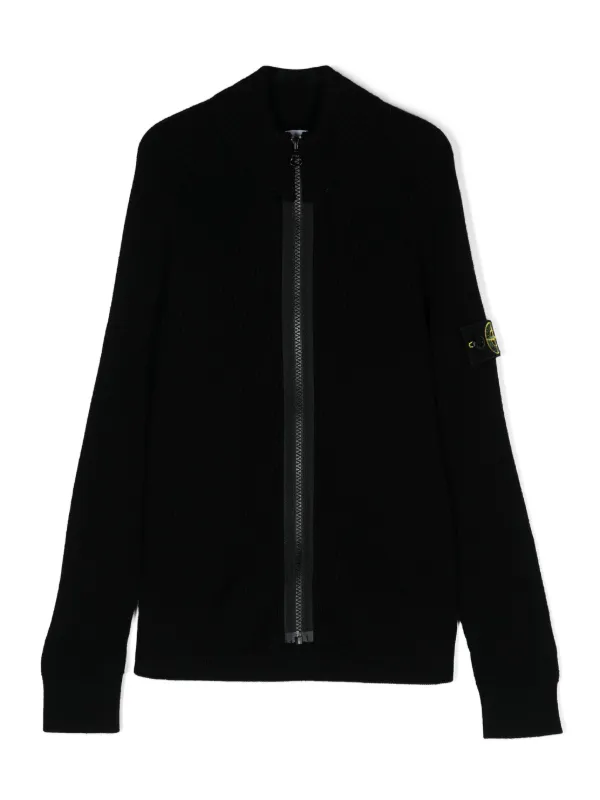 Stone Island Junior Compass badge Raglan Cardigan Black FARFETCH IL