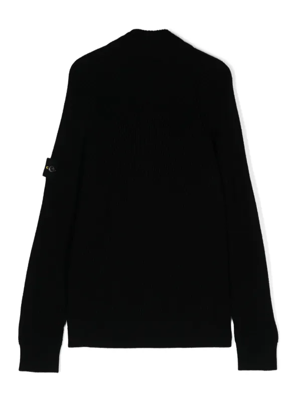 Stone Island Junior Compass badge Raglan Cardigan Black FARFETCH AO
