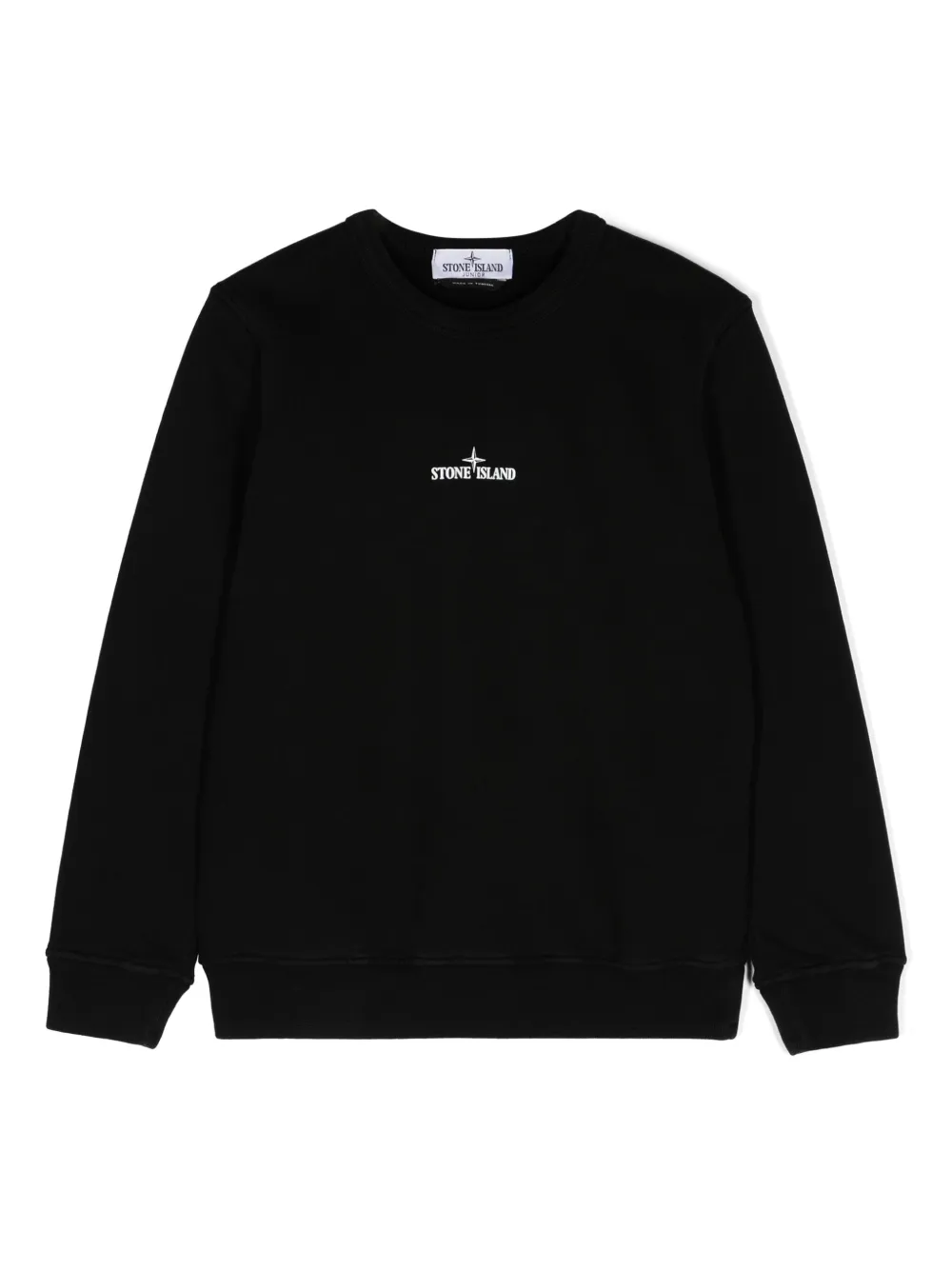Stone Island Junior logo print organic cotton Sweatshirt Black FARFETCH