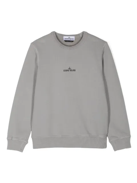 Stone Island Junior سويت شيرت قطن عضوي بطبعة شعار الماركة