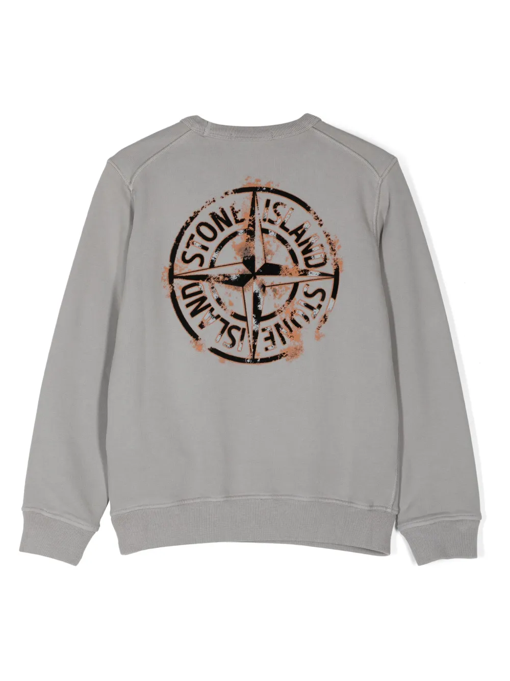 Stone Island Junior Sweater van biologisch katoen met logoprint - Grijs