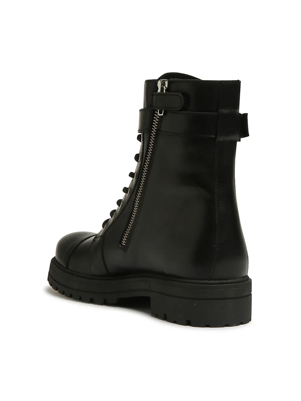 Balmain Kids Leren laarzen met logoplakkaat Zwart