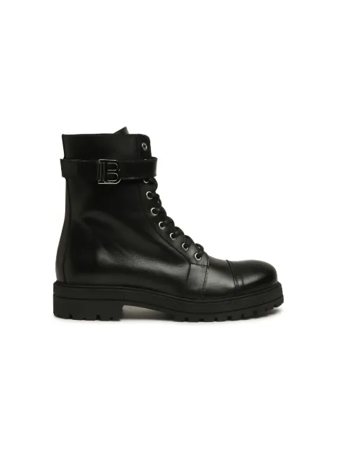 Balmain Kids logo-plaque leather boots