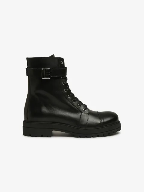 Balmain Kids logo-plaque leather boots