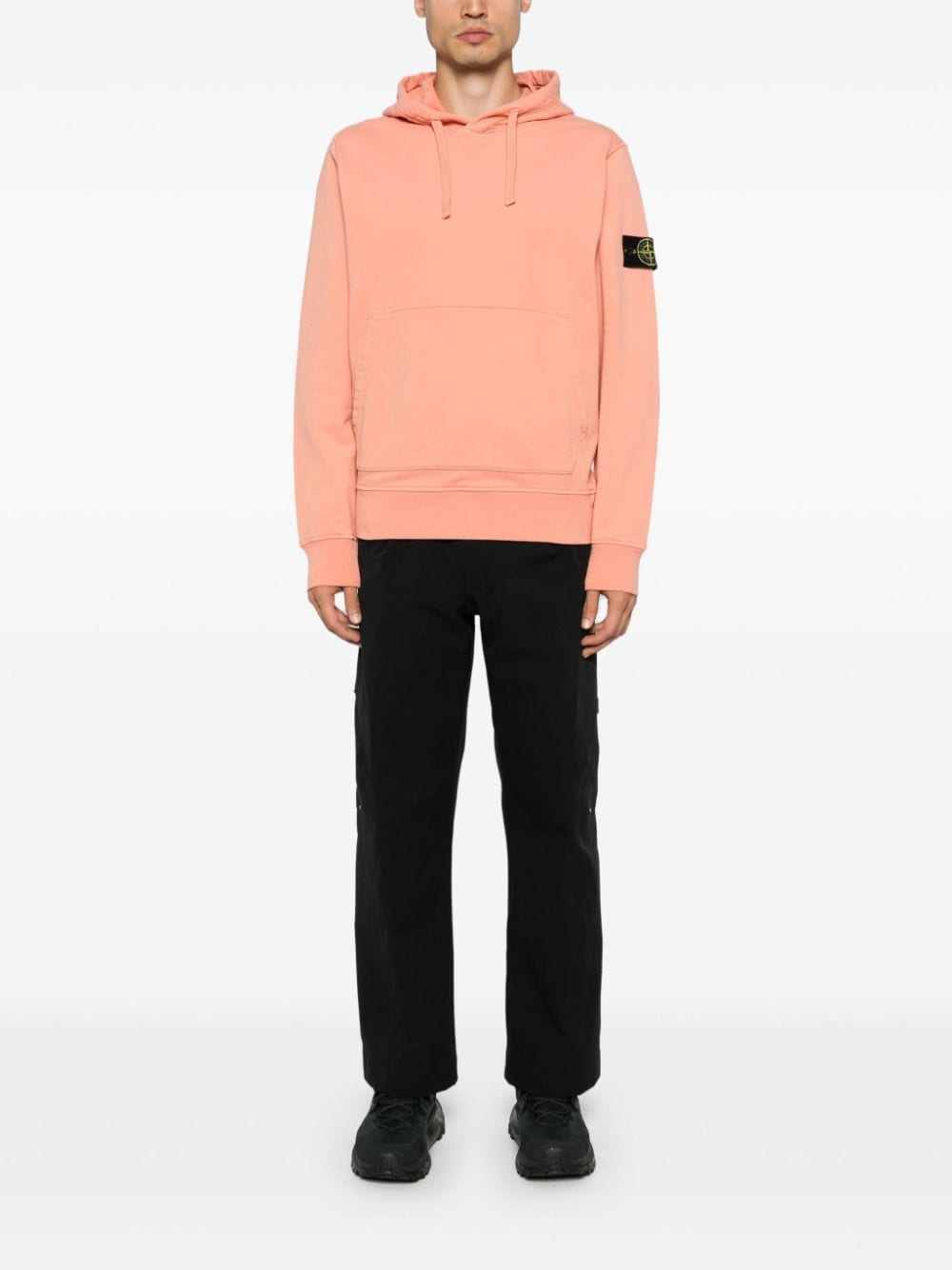 Shop Stone Island Compass-badge Hoodie In Orange