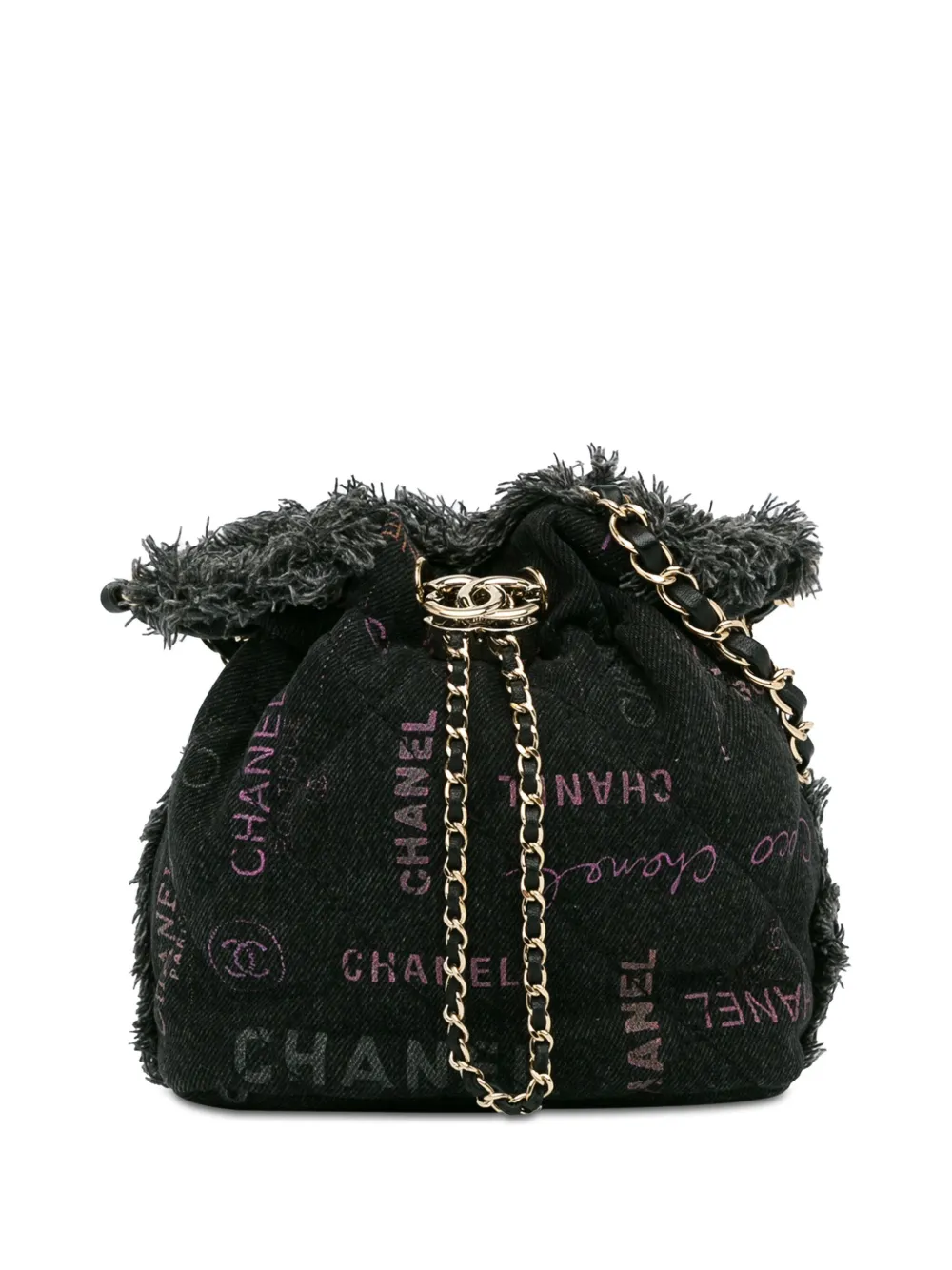 CHANEL Pre-Owned 2021-2023 Small Denim Mood with Chain bucket bag – Black