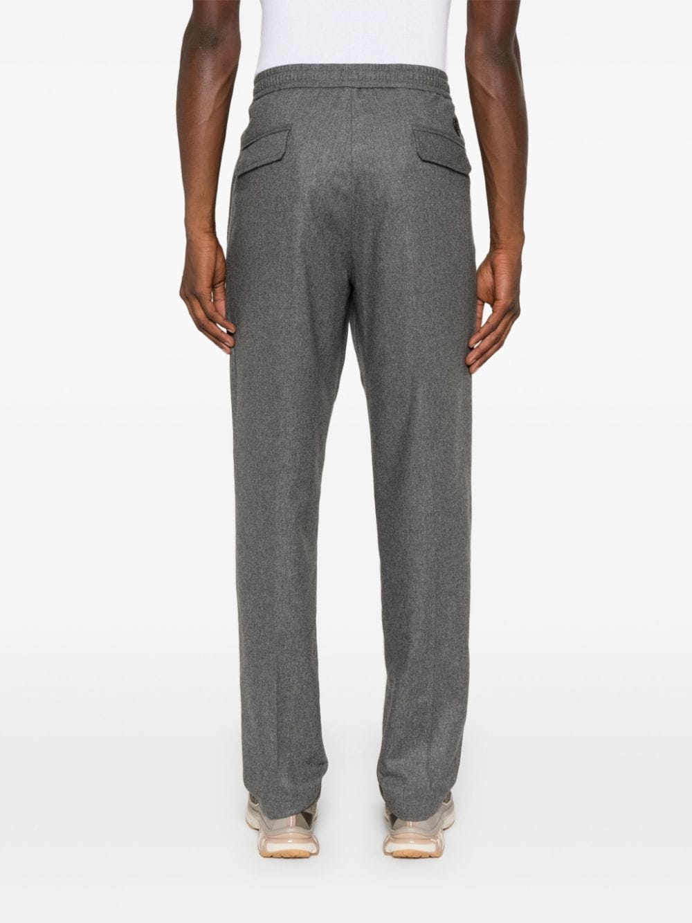 Shop Moncler Pressed-crease Straight-leg Trousers In Grey