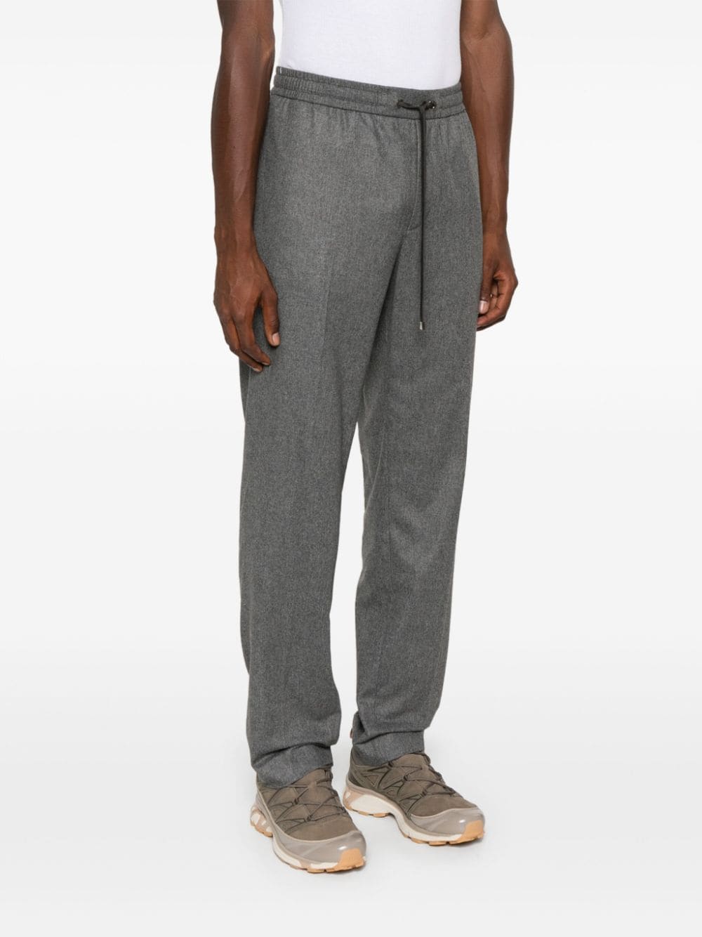 Shop Moncler Pressed-crease Straight-leg Trousers In Grey