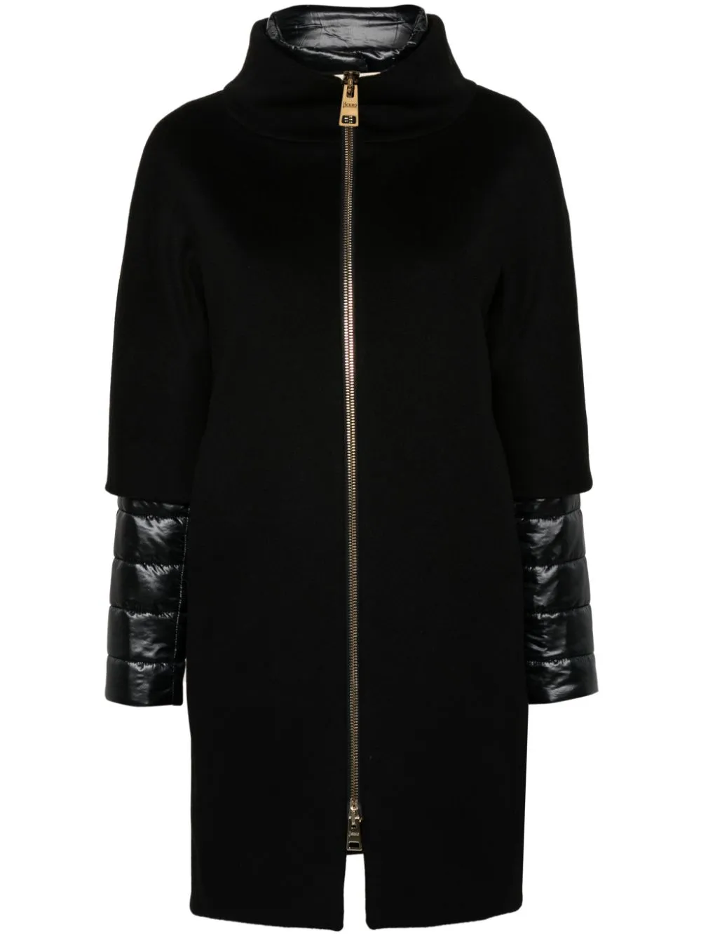 Herno Coat In Luxury Wool And Nylon Ultralight In Black