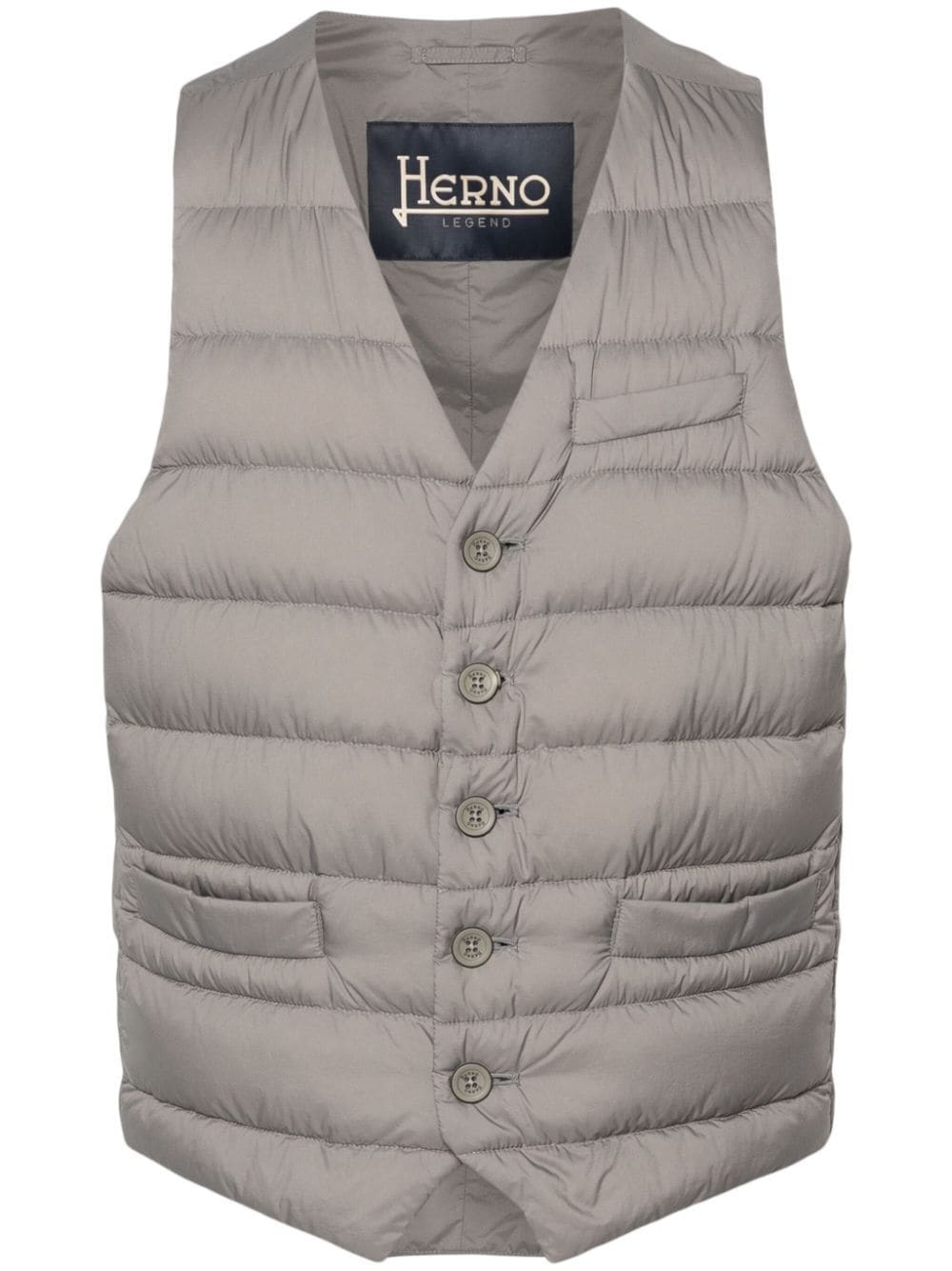 Herno V-neck Down Gilet In Grey