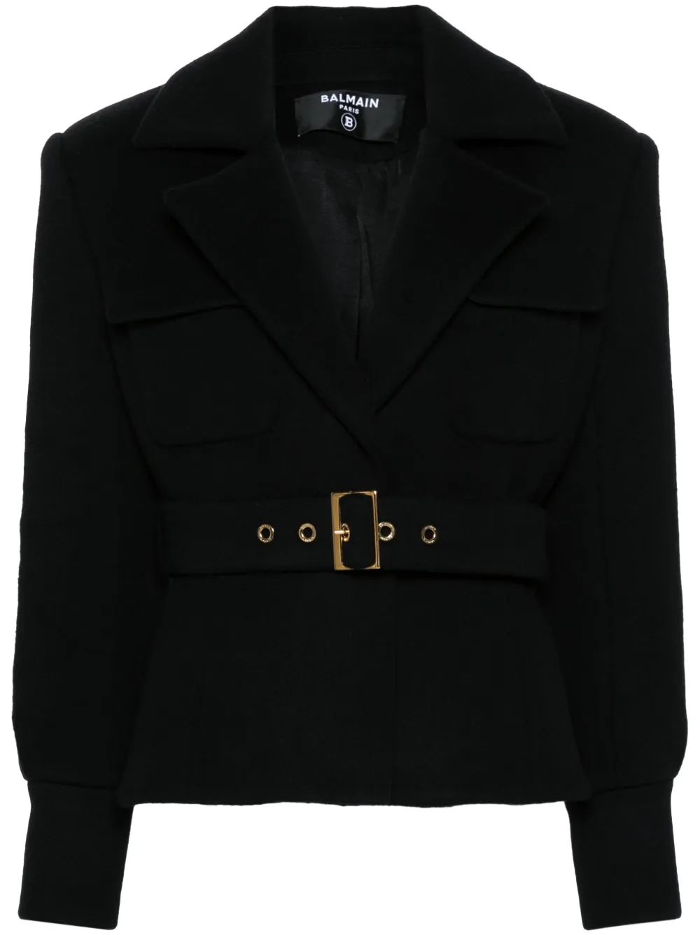 Balmain notched-lapel belted jacket Women