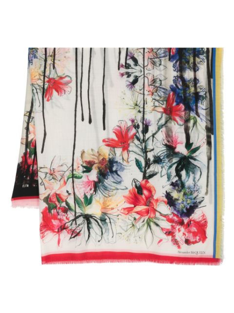 Alexander McQueen Exploded Floral wool scarf Women