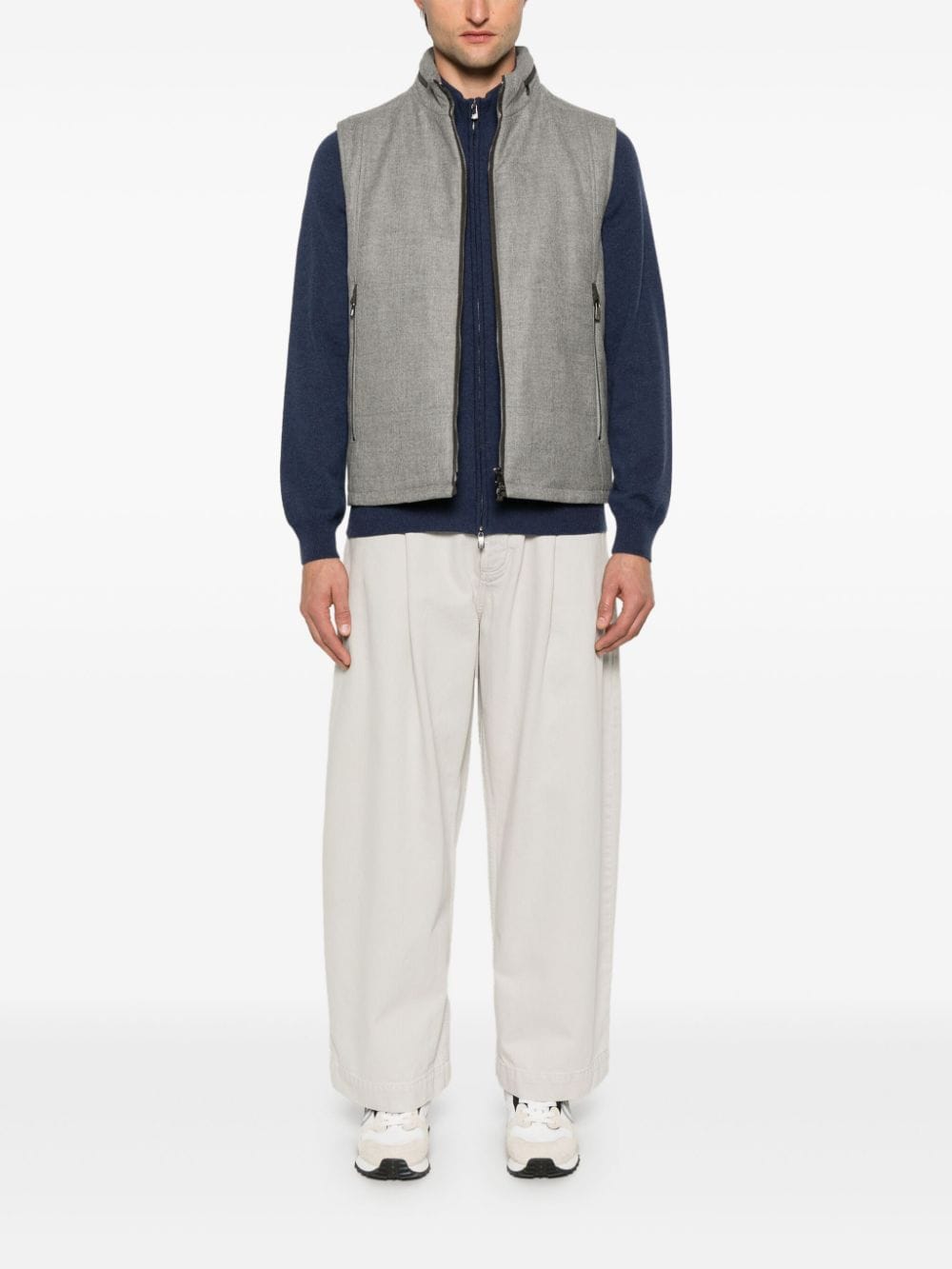 Shop Corneliani Zip-up Cardigan In Blue