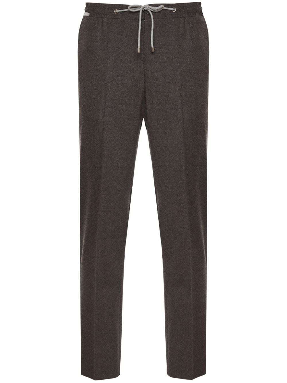 Shop Corneliani Creased Straight-leg Trousers In Brown