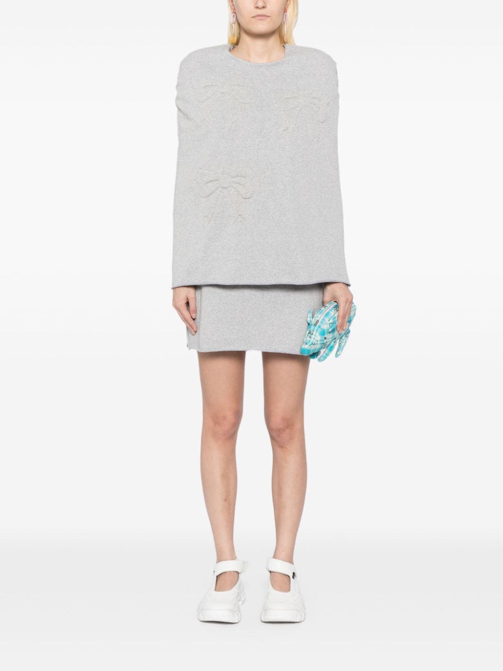 Shop Ashley Williams Bow Cape Dress In Grey