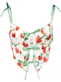 yuhan wang strawberry-print bustier top - White