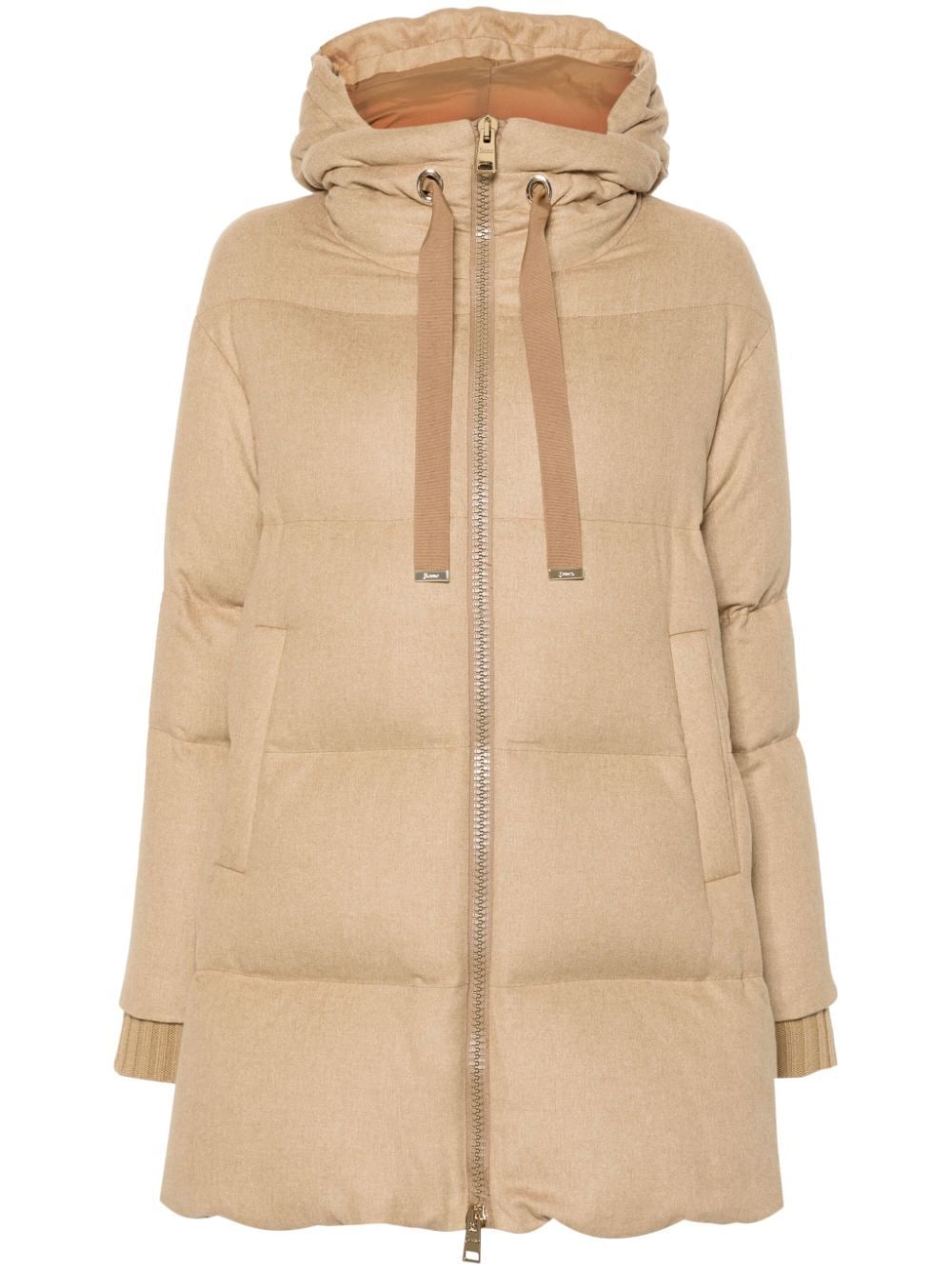 Herno Insulated Hooded Coat In Neutrals