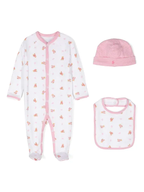 POLO RALPH LAUREN KIDS teddy bear-print cotton babywear set