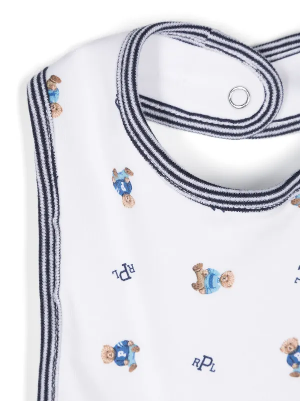 POLO RALPH LAUREN KIDS Teddy bear print Cotton Babywear Set White FARFETCH AO