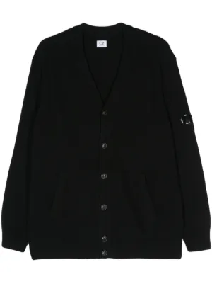 C.P. Company Lens-detail ribbed-knit Cardigan | Black | FARFETCH