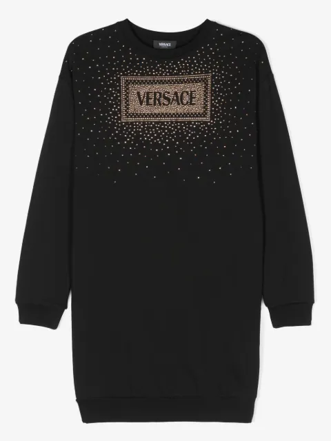 Versace Kids logo-rhinestones sweatshirt dress