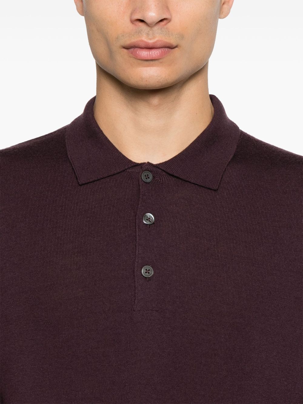 Shop Corneliani Virgin Wool Polo Shirt In Violett