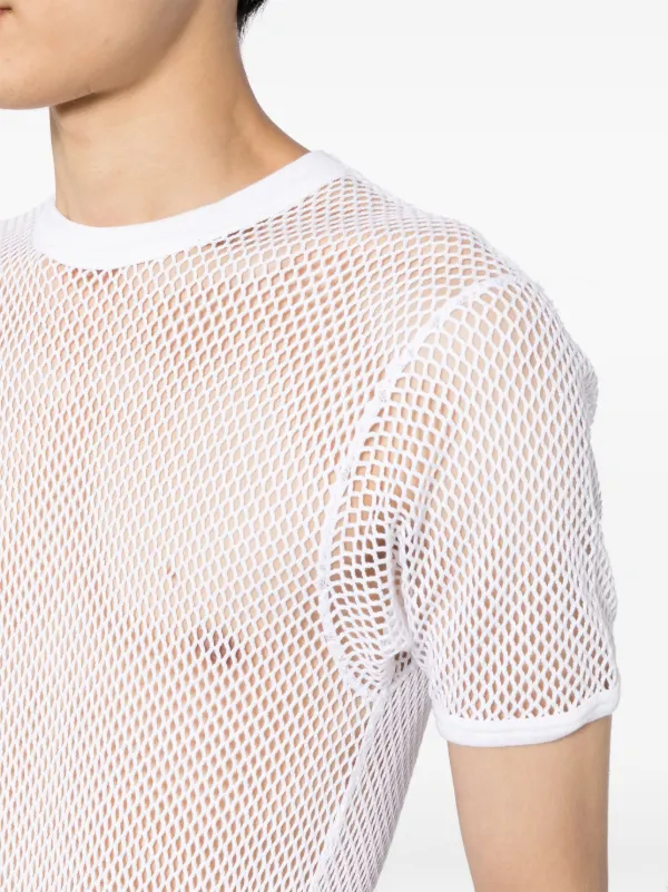 white mesh top short sleeve