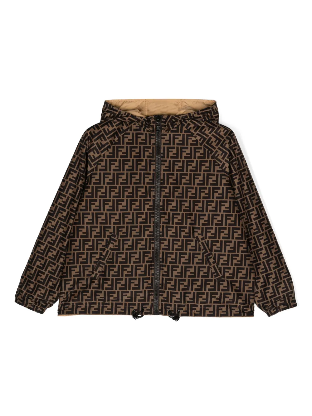 Fendi Kids Omkeerbaar jack met FF-print Beige