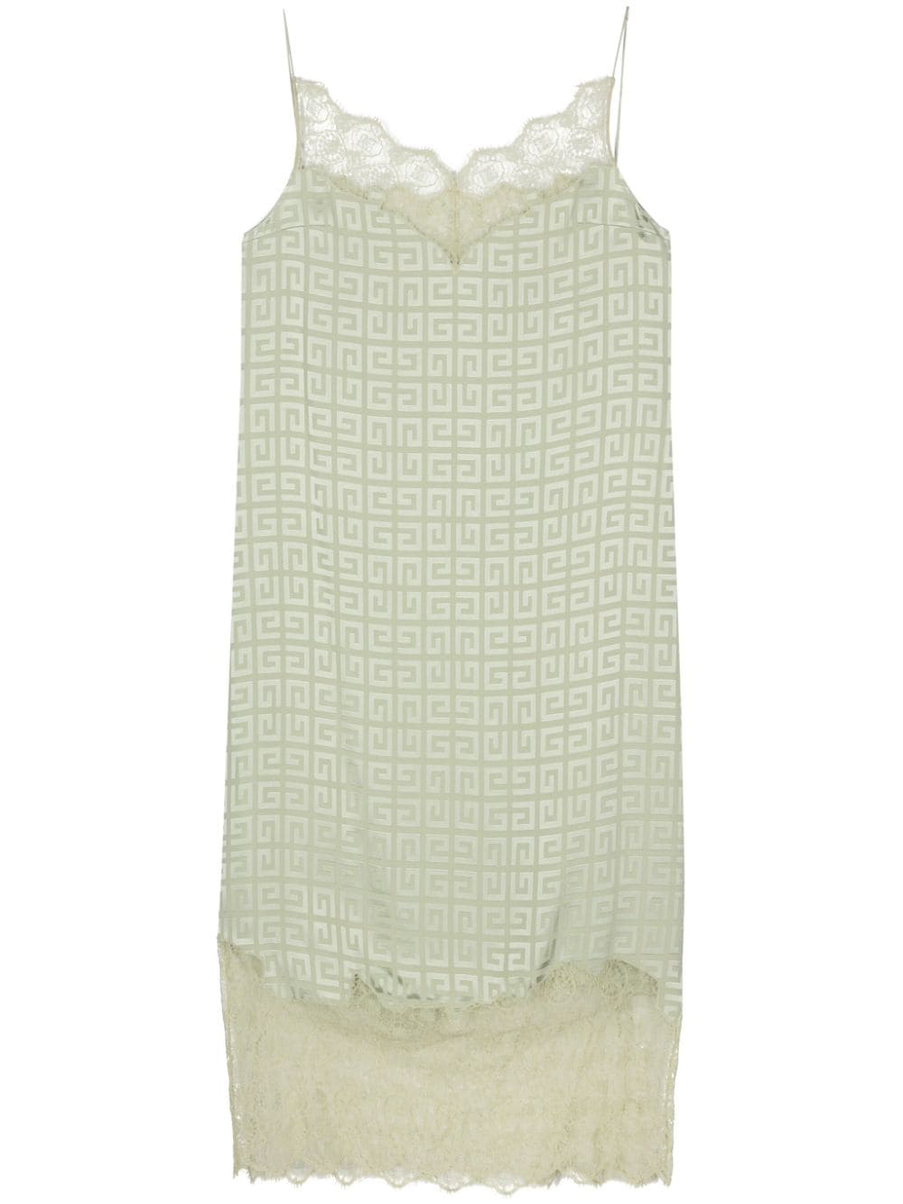 Shop Givenchy 4g-jacquard Midi Slip Dress In Green