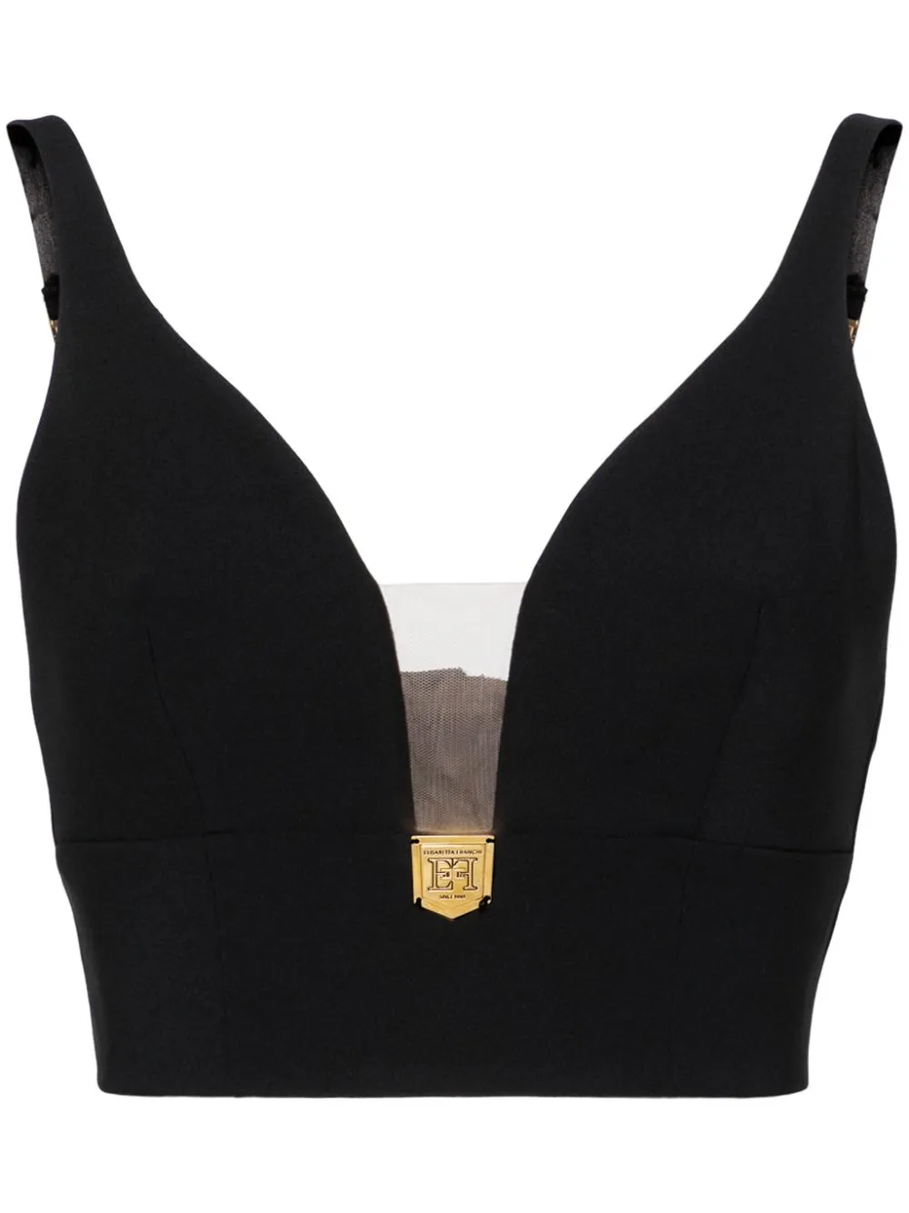 Elisabetta Franchi V-neck Crepe Bralette In Black