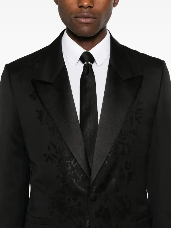 GIVENCHY FLOWER TAILORED JACKET 50サイズ Givenchy floral-jacquard single-breasted Blazer | Black