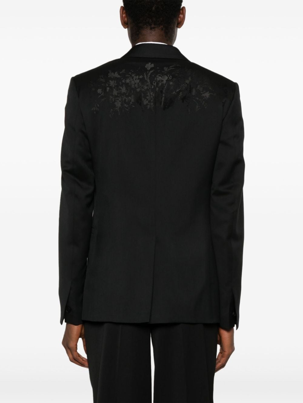 Shop Givenchy Floral-jacquard Single-breasted Blazer In Black