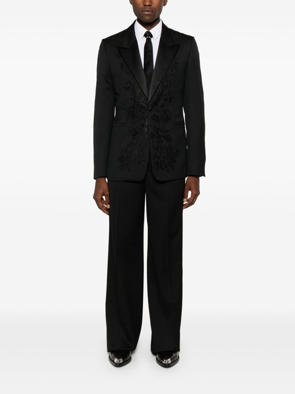 Shop Givenchy Floral-jacquard Single-breasted Blazer In Black