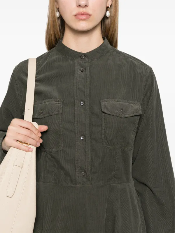 Aspesi Mandarin Collar Shirt Dress - Verde