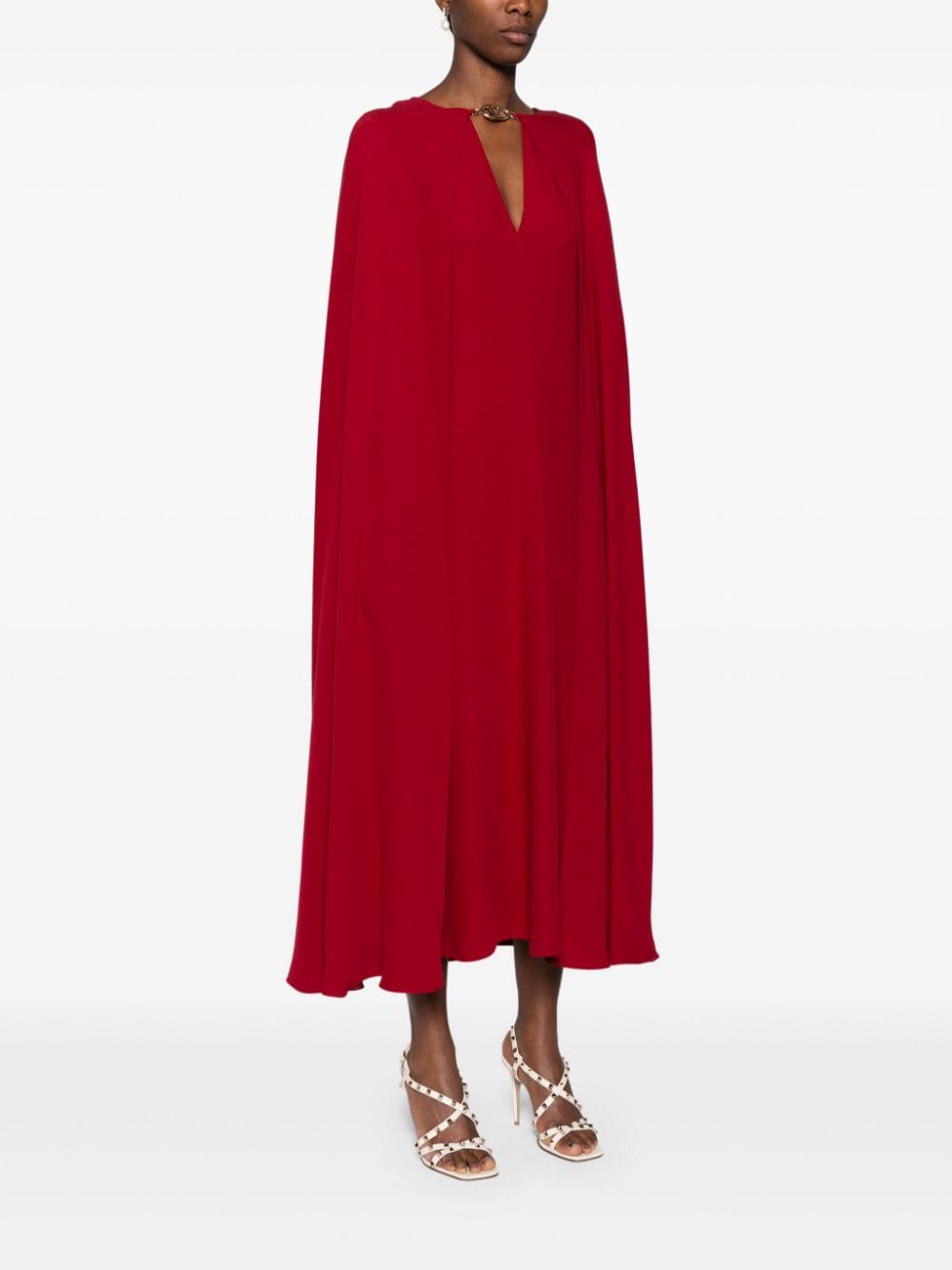 Shop Valentino Vlogo Cady Gown In Red