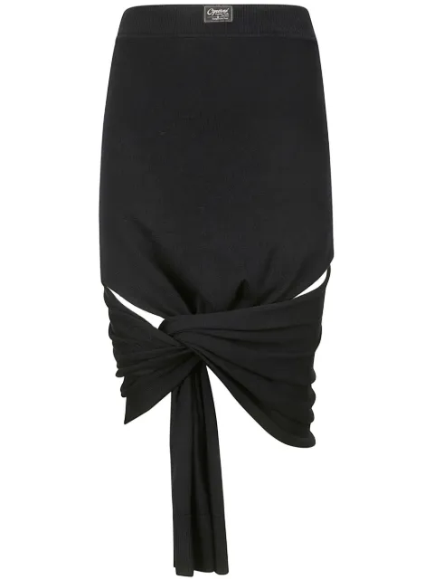 Coperni logo-patch wool midi skirt