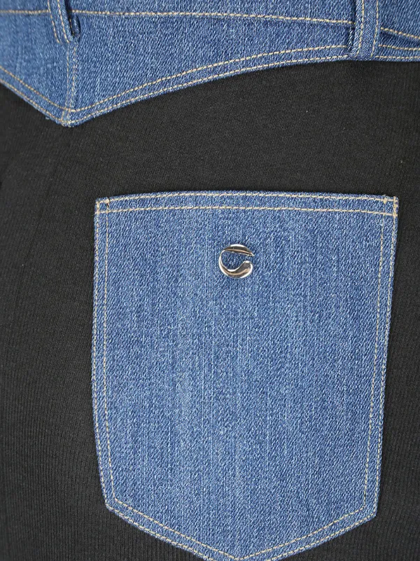 Coperni Ribbed denim-trimmed Skirt | Black | FARFETCH