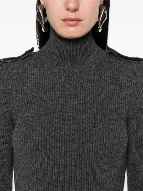 Alexander McQueen Ribbed roll-neck Mini Dress | Grey | FARFETCH