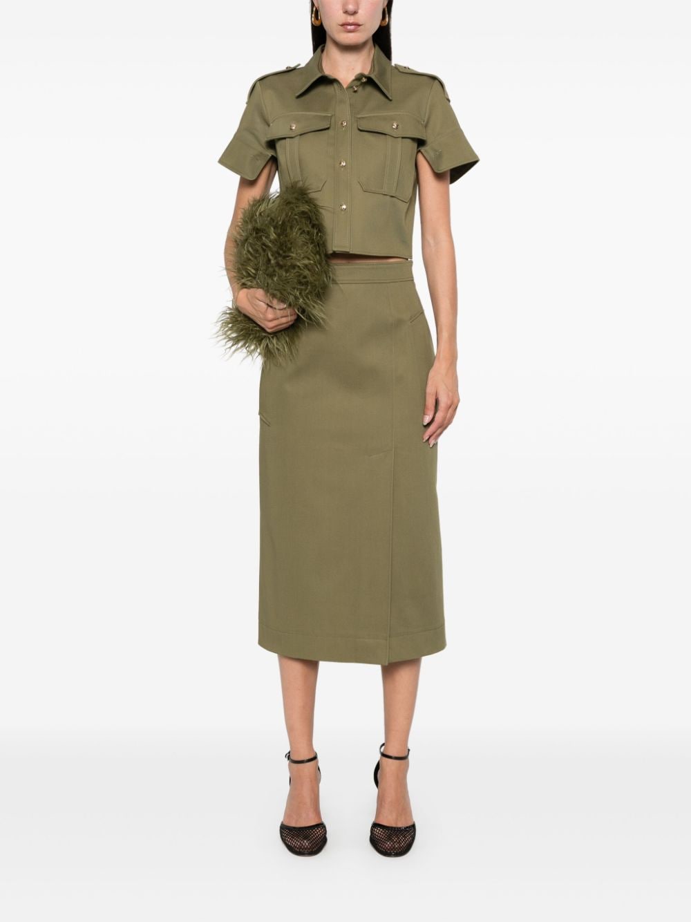 Alexander McQueen Twill midi-rok - Groen