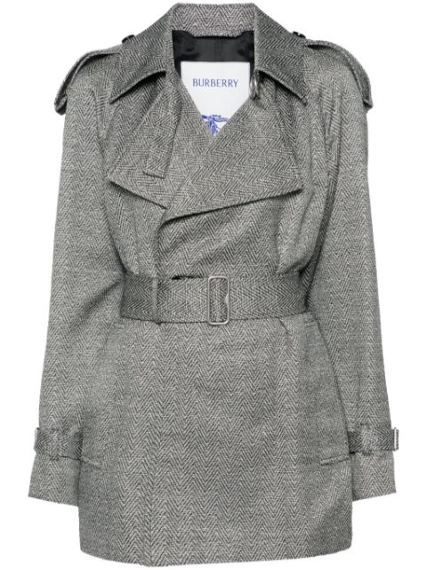 Affordable Burberry chevron-jacquard belted coat Women