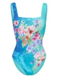 Johnny Was Water Tropic square-neck swimsuit - Blue