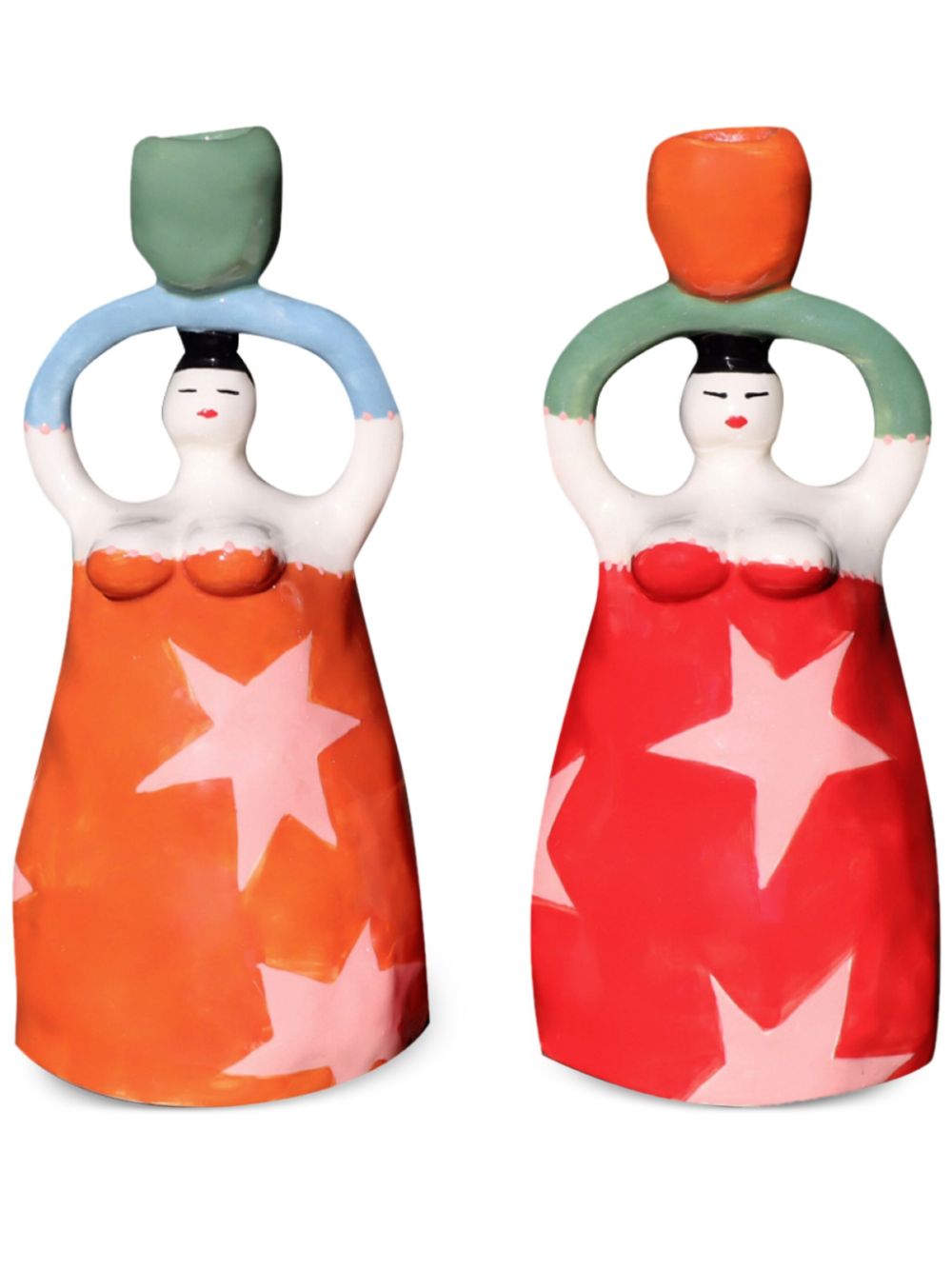 LAETITIA ROUGET x Browns Sandra Superstar porcelain candle holder (set of two) - Red